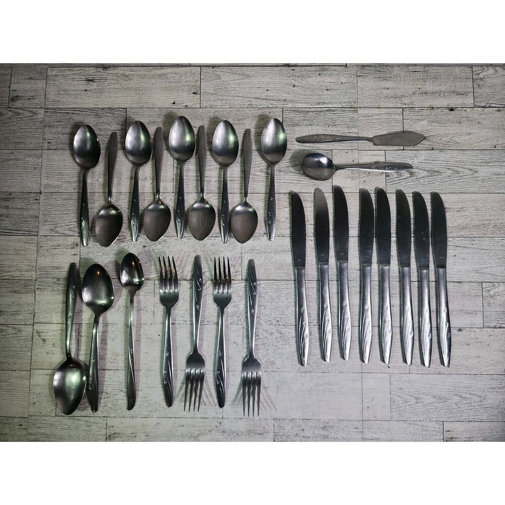 Vintage Atomic Starburst Thor Flatware Lot of 26 MCM Stainless Steel CI Japan